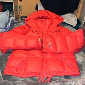 Hollister Coral Color Puffer Jacket Large